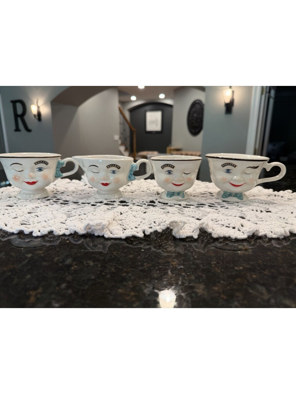 Vtg 1996 Set Of 4 Baileys Coffee Cups  Mr. & Mrs. EUC